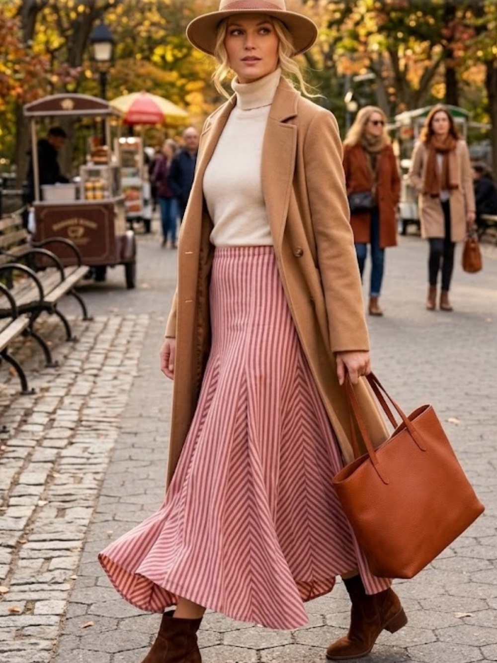 Women’s Pink Striped A-Line Maxi Skirt